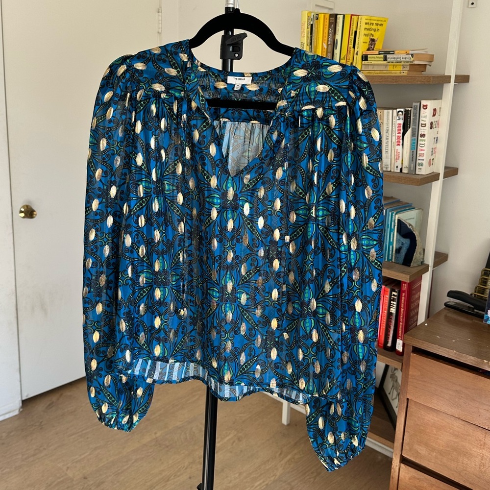 Anthropologie The Odell’s Blue Patterned Women's Blouse XS